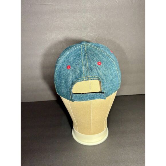 Disney Mickey Mouse Denim Hat Adjustable Cap Red Trim Vintage Style - Picture 4 of 6